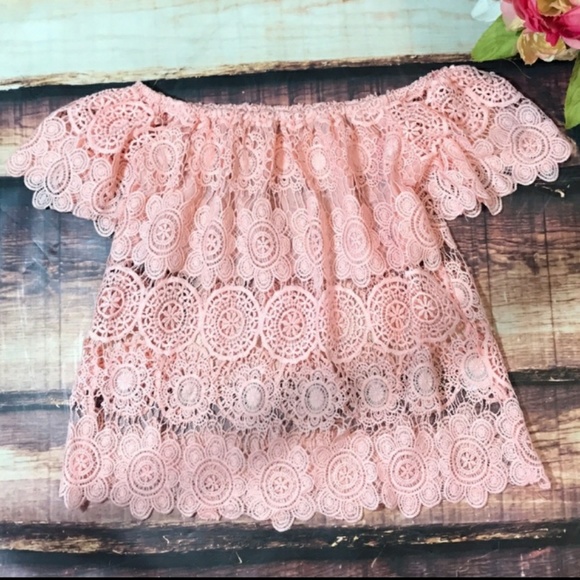 Tops - Sale << Lace Crochet Sheer Off The Shoulder Top >>